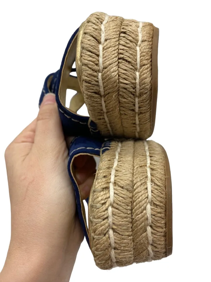 Prada Crisscross Suede Espadrille Sandals Size 38 ~ US Size 8 Women's Shoes