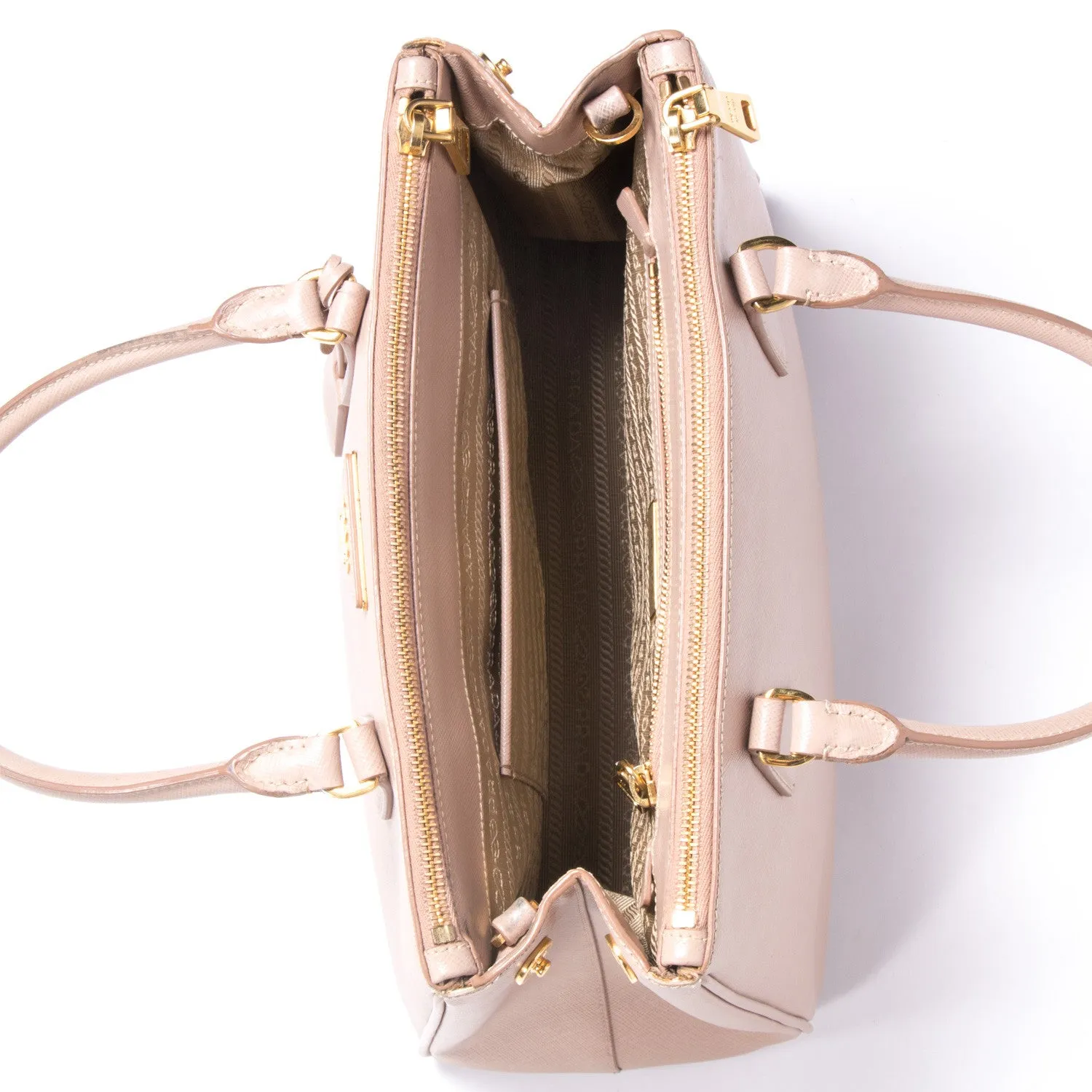 Prada Saffiano Lux Double Zip Small