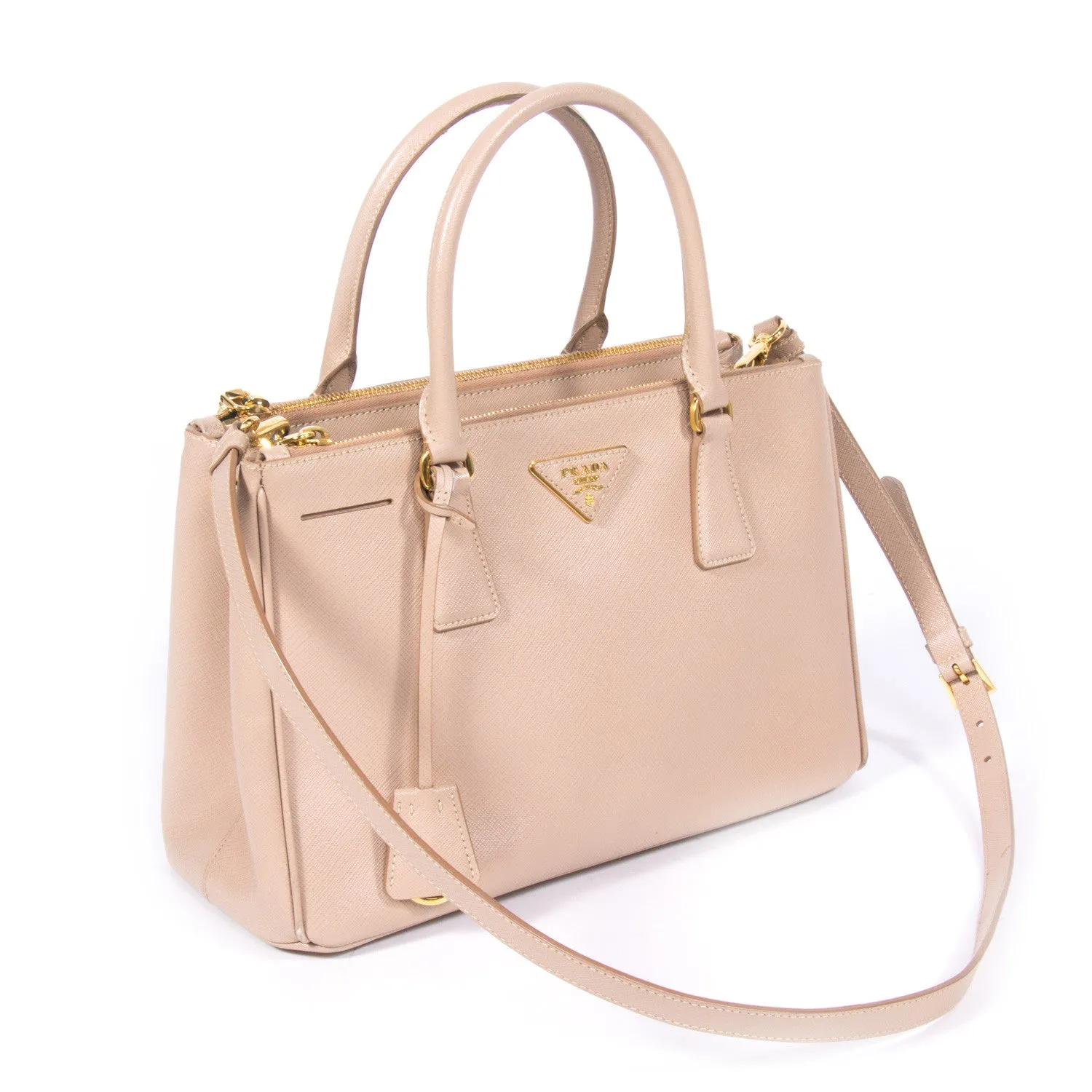 Prada Saffiano Lux Double Zip Small
