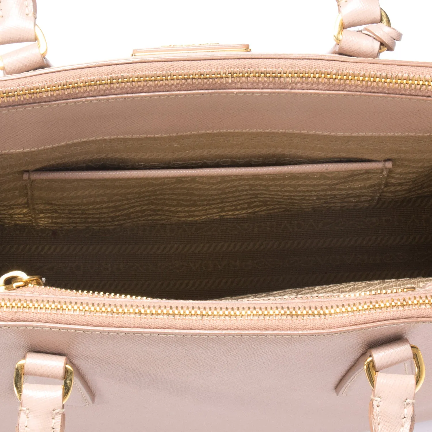 Prada Saffiano Lux Double Zip Small