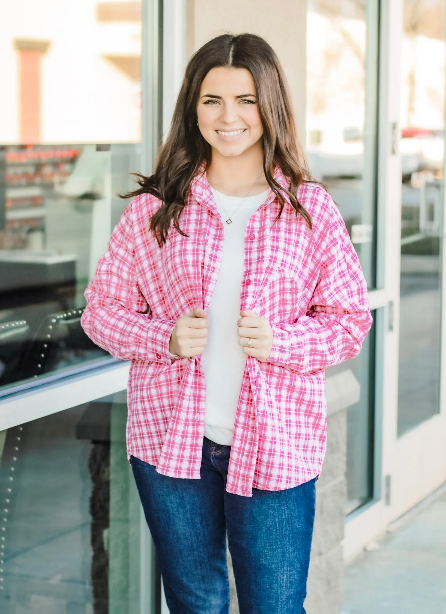 Pretty in Pink Plaid Blouse