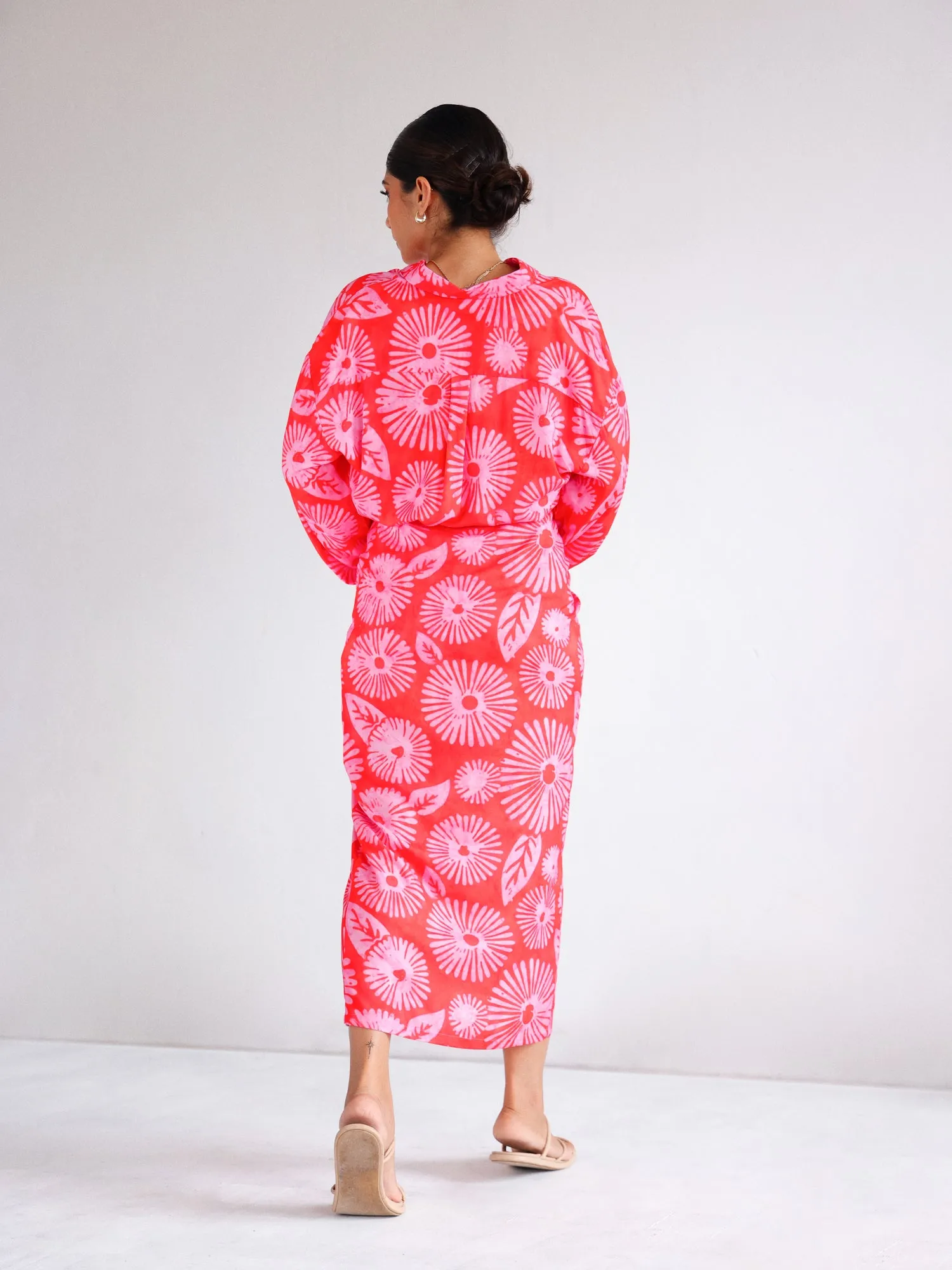 Printed Wrap Midi Skirt