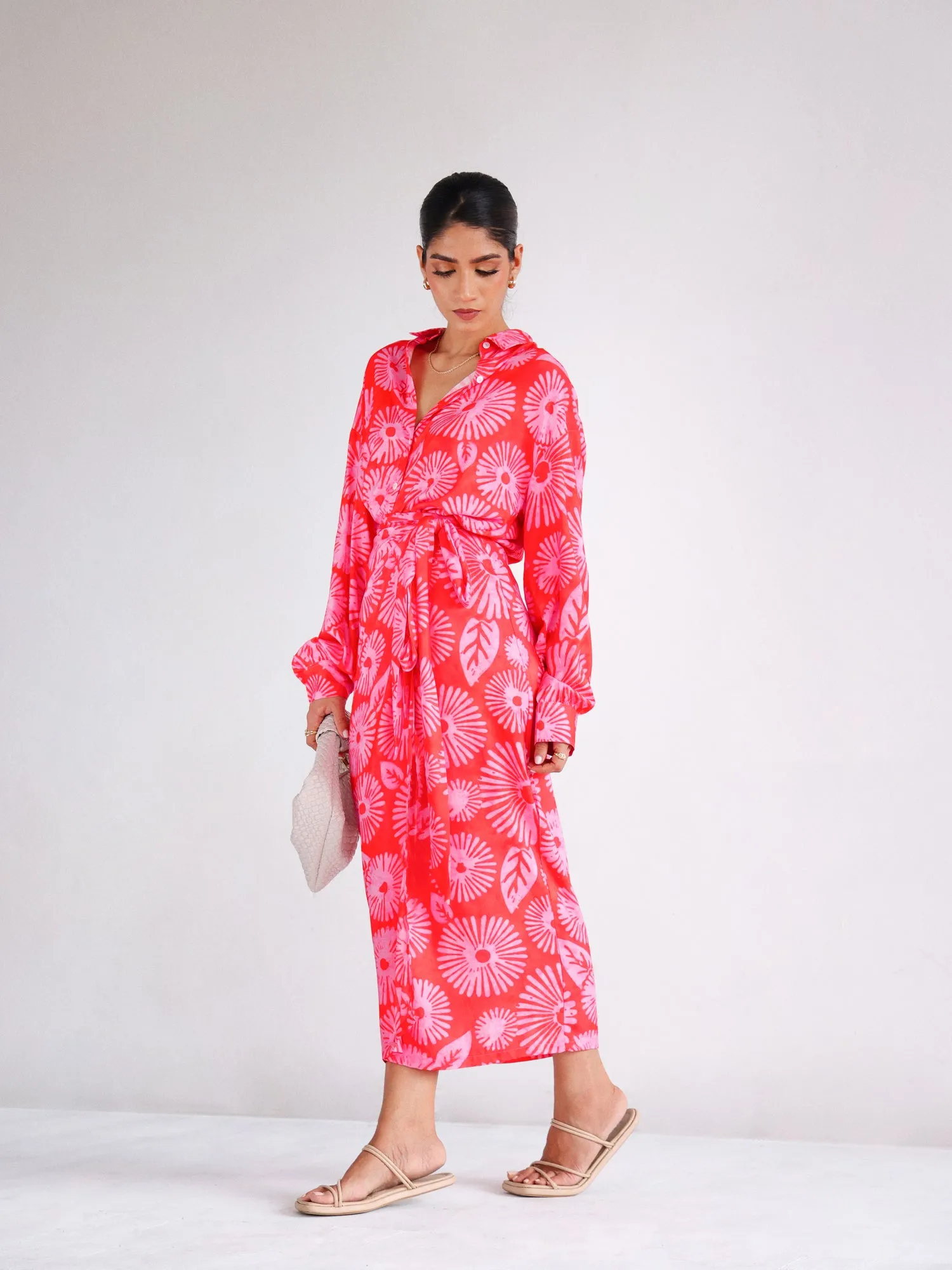 Printed Wrap Midi Skirt