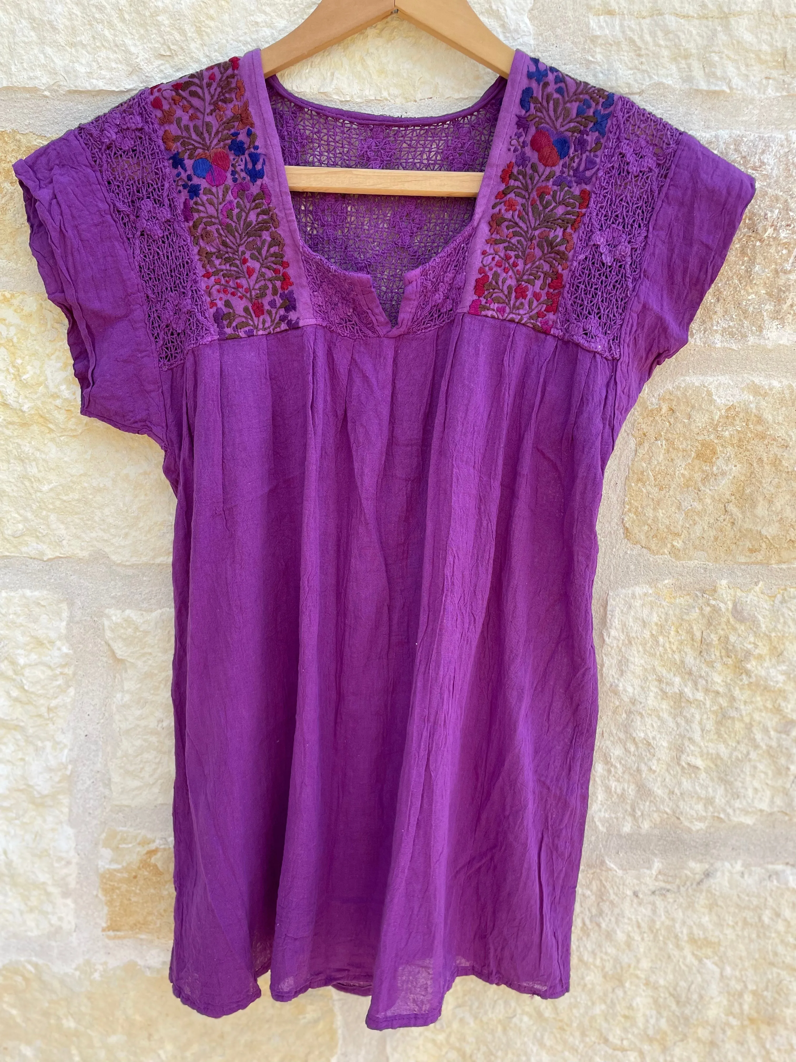 Purple Short Sleeve Franco Blouse
