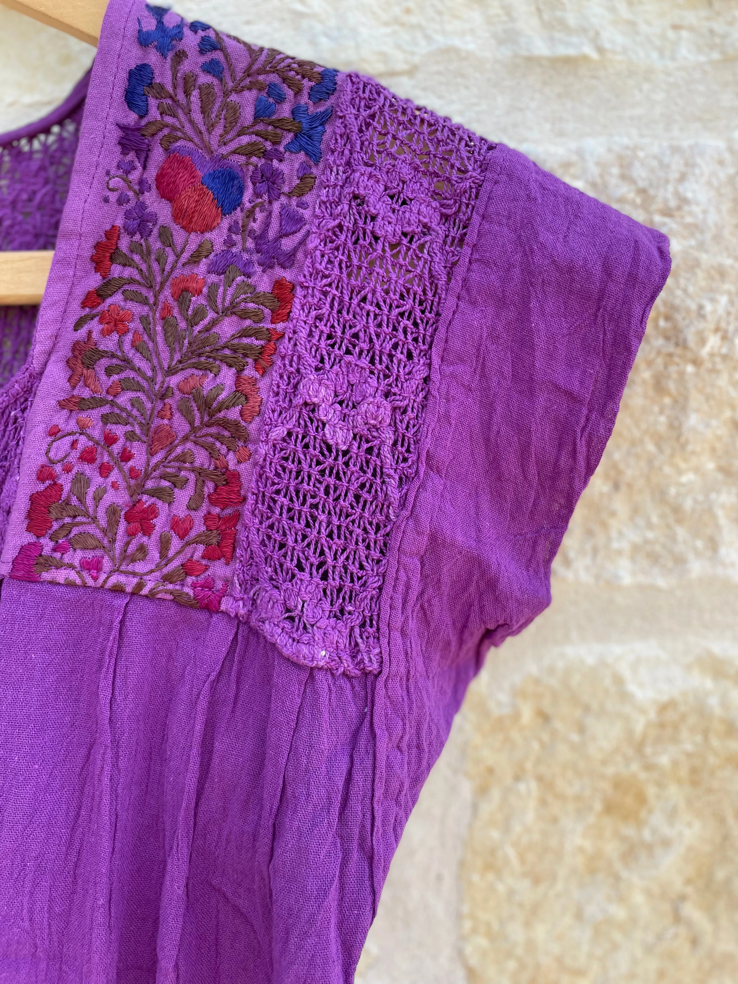 Purple Short Sleeve Franco Blouse