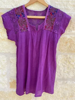 Purple Short Sleeve Franco Blouse