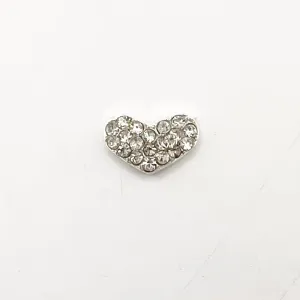Queen - Nail Charms 10pc - #188 Silver Wide Hearts with Small Crystals