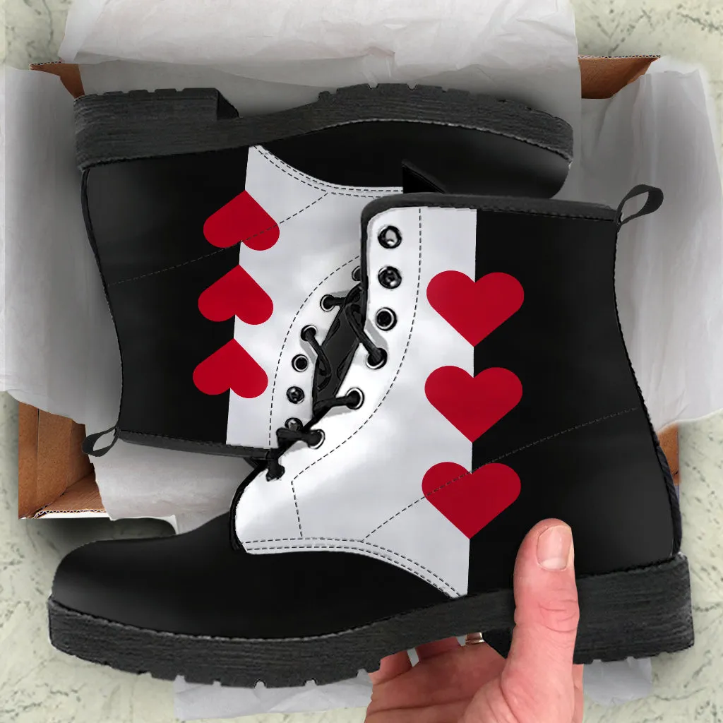Queen of Hearts Vegan Boots Mens Womens