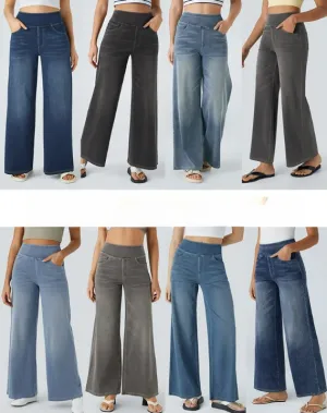 Quin - Super Stretch High-Waisted Wide Leg Jeans