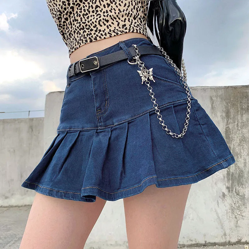 "LOTUS LEAF PENDULUM DENIM" SKIRT N083109