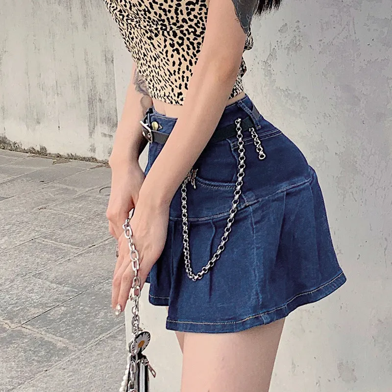 "LOTUS LEAF PENDULUM DENIM" SKIRT N083109