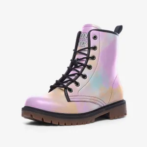 Rainbow Pastel Clouds Unisex Vegan Leather Boots