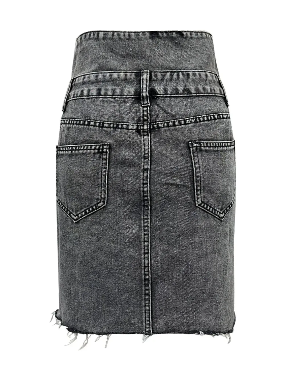 Raw Hem High Waist Denim Skirt