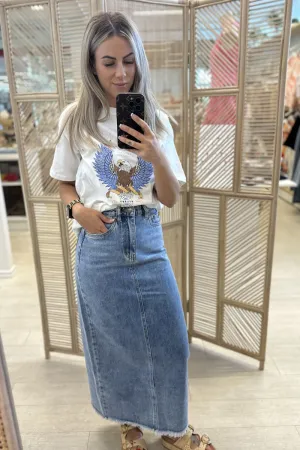 RAY DENIM MAXI SKIRT