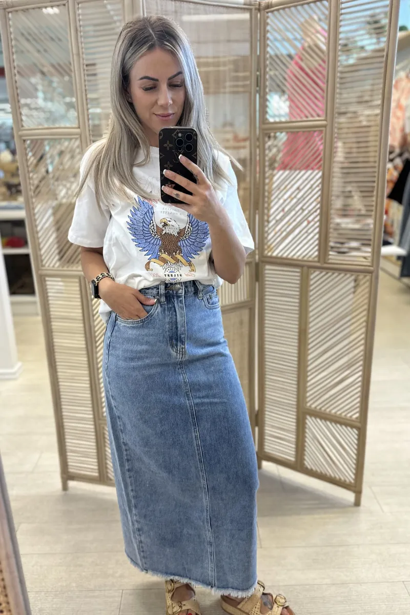 RAY DENIM MAXI SKIRT