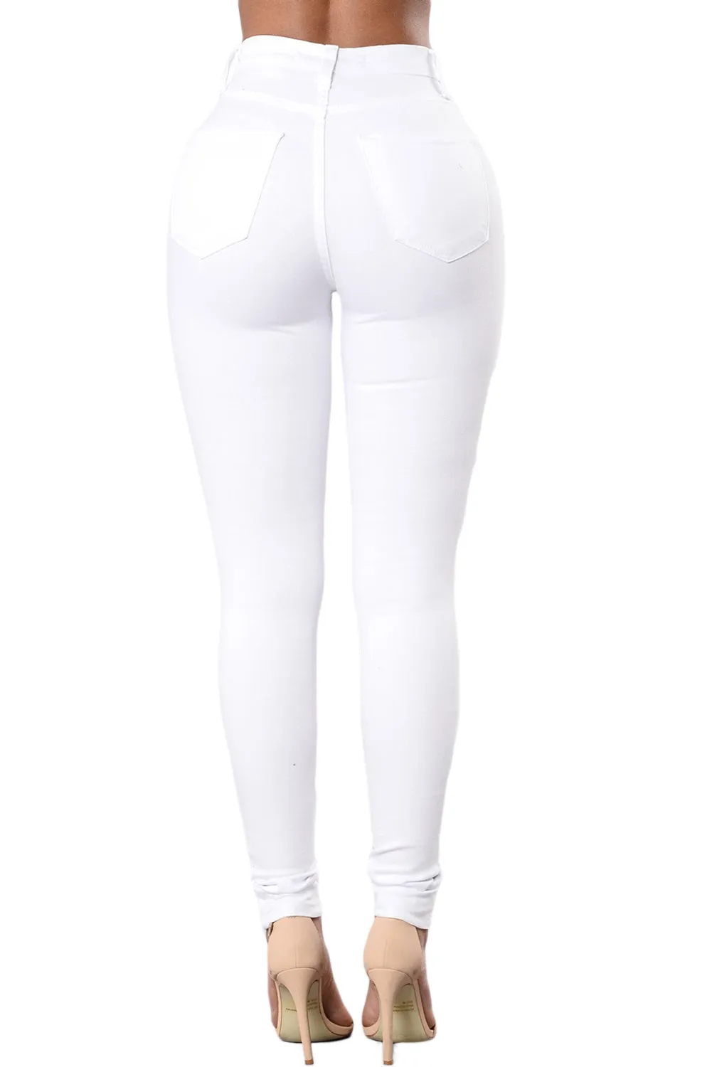 Rayla White Slit Knee Denim Pants Plus