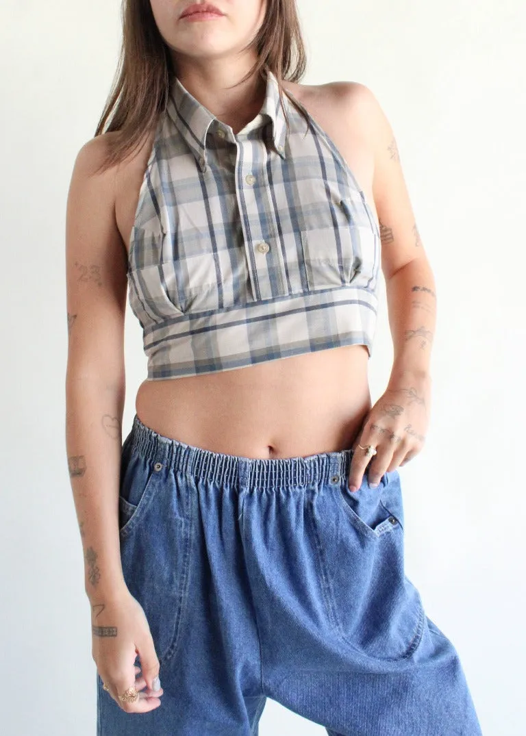 RCYCLD Plaid Shirting Halter Top