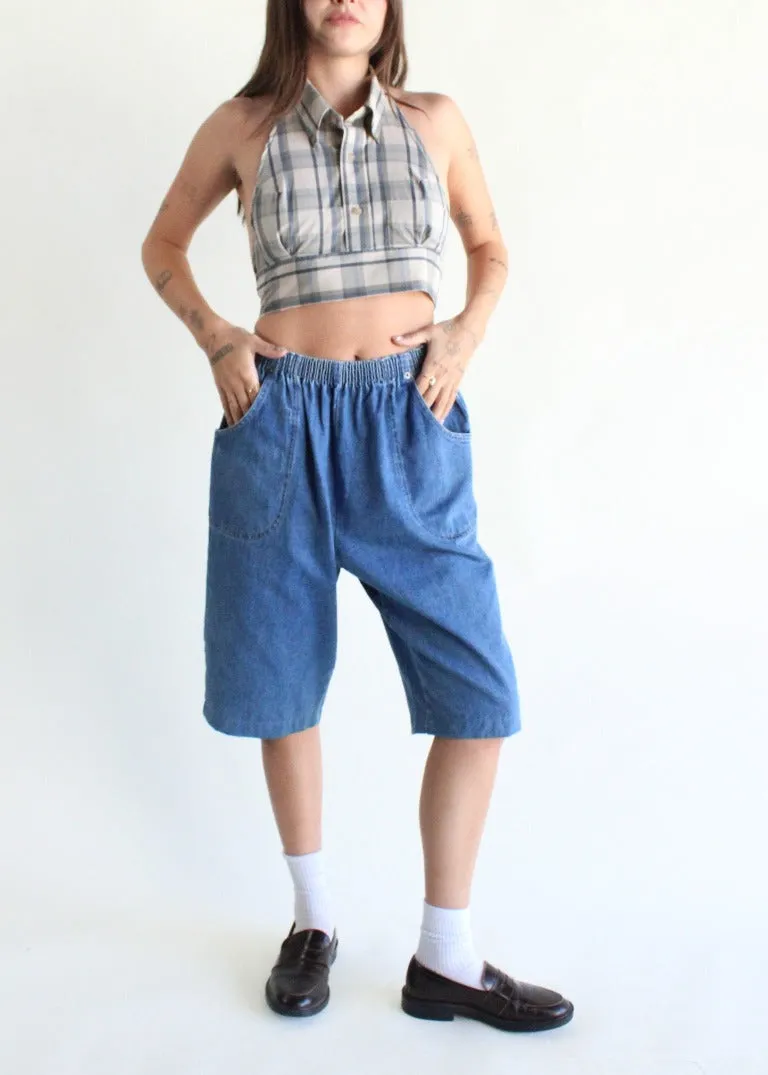 RCYCLD Plaid Shirting Halter Top