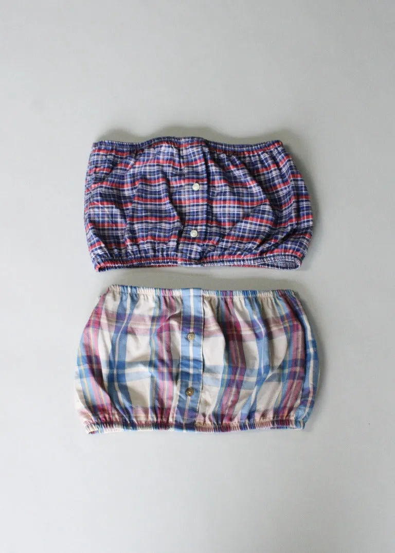 RCYCLD Plaid Shirting Tube Top
