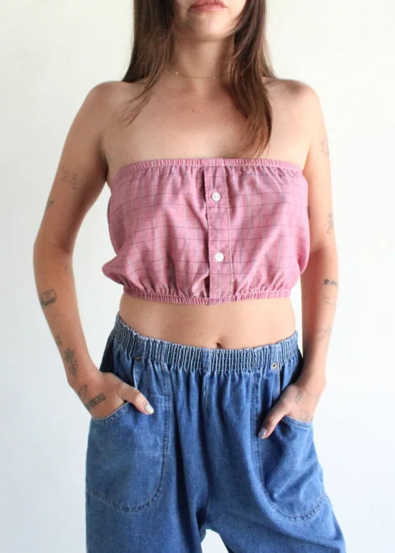 RCYCLD Plaid Shirting Tube Top