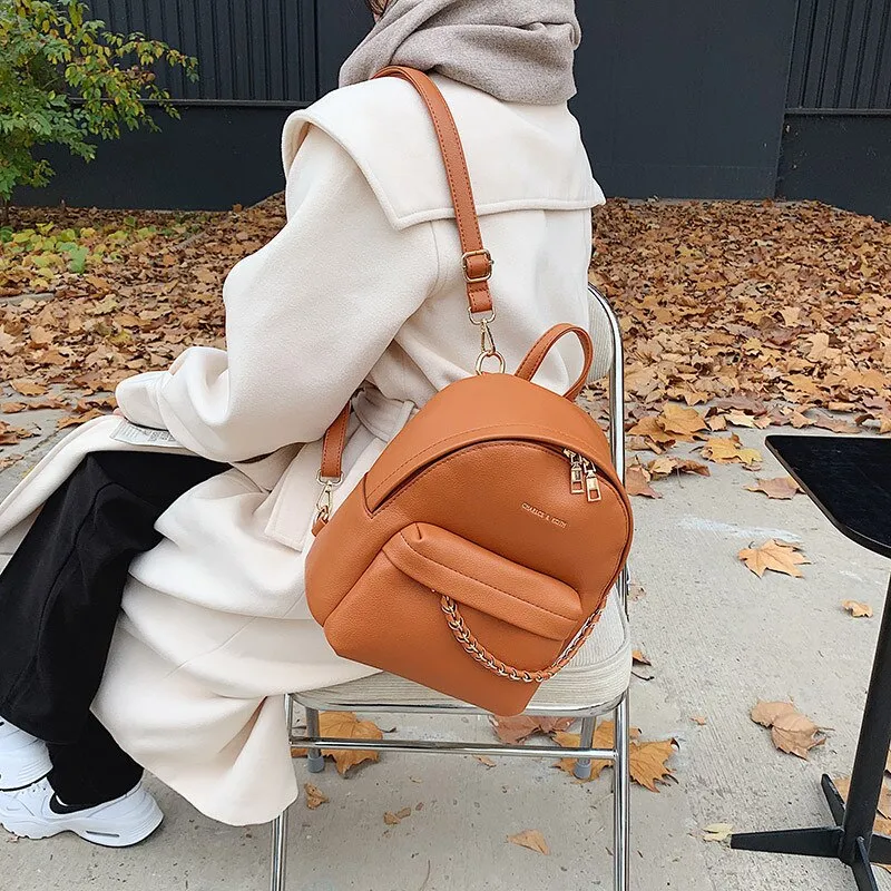 Realaiot Brand design Women Backpack small Fashion chain School bag for Teenager Girls PU Leather Travel Female Shoulder Bag lady Daypack