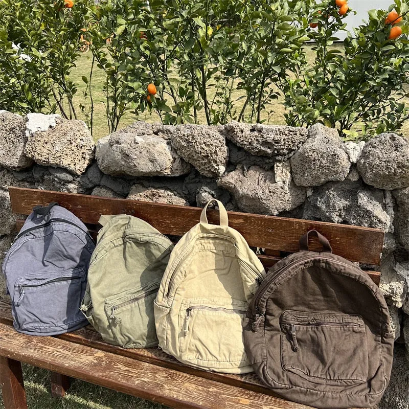 Realaiot Canvas Backpacks for Women and Men Casual College Students Laptop Backpack Leisure Outdoor Hiking Camping Travel Women Men Bag