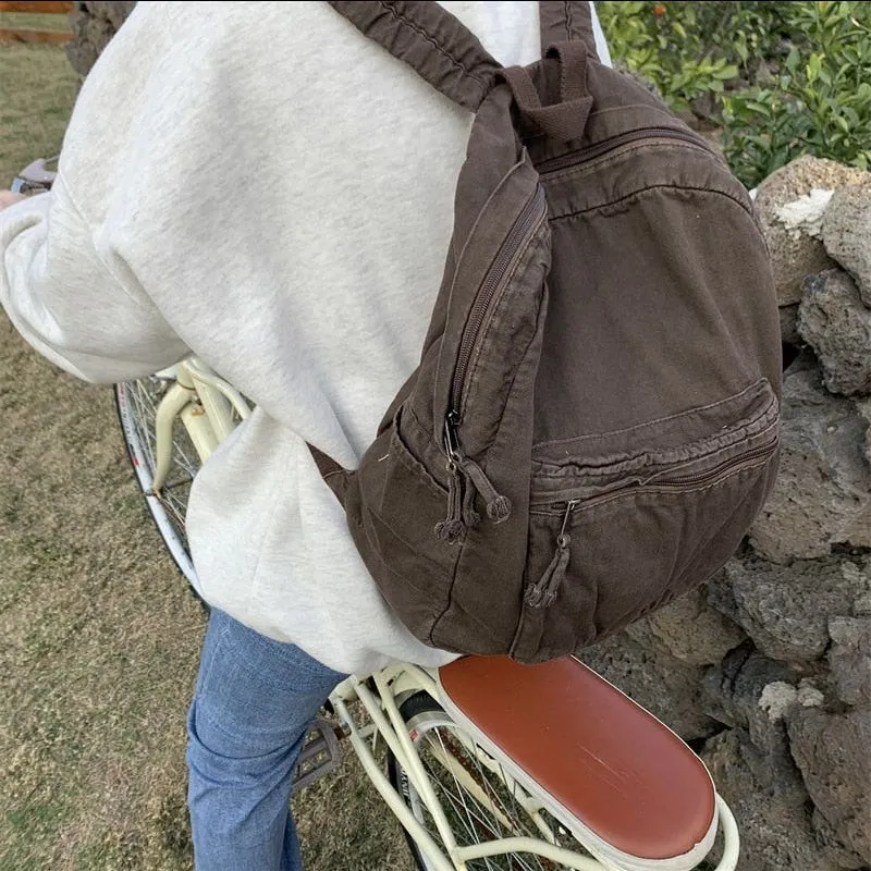 Realaiot Canvas Backpacks for Women and Men Casual College Students Laptop Backpack Leisure Outdoor Hiking Camping Travel Women Men Bag