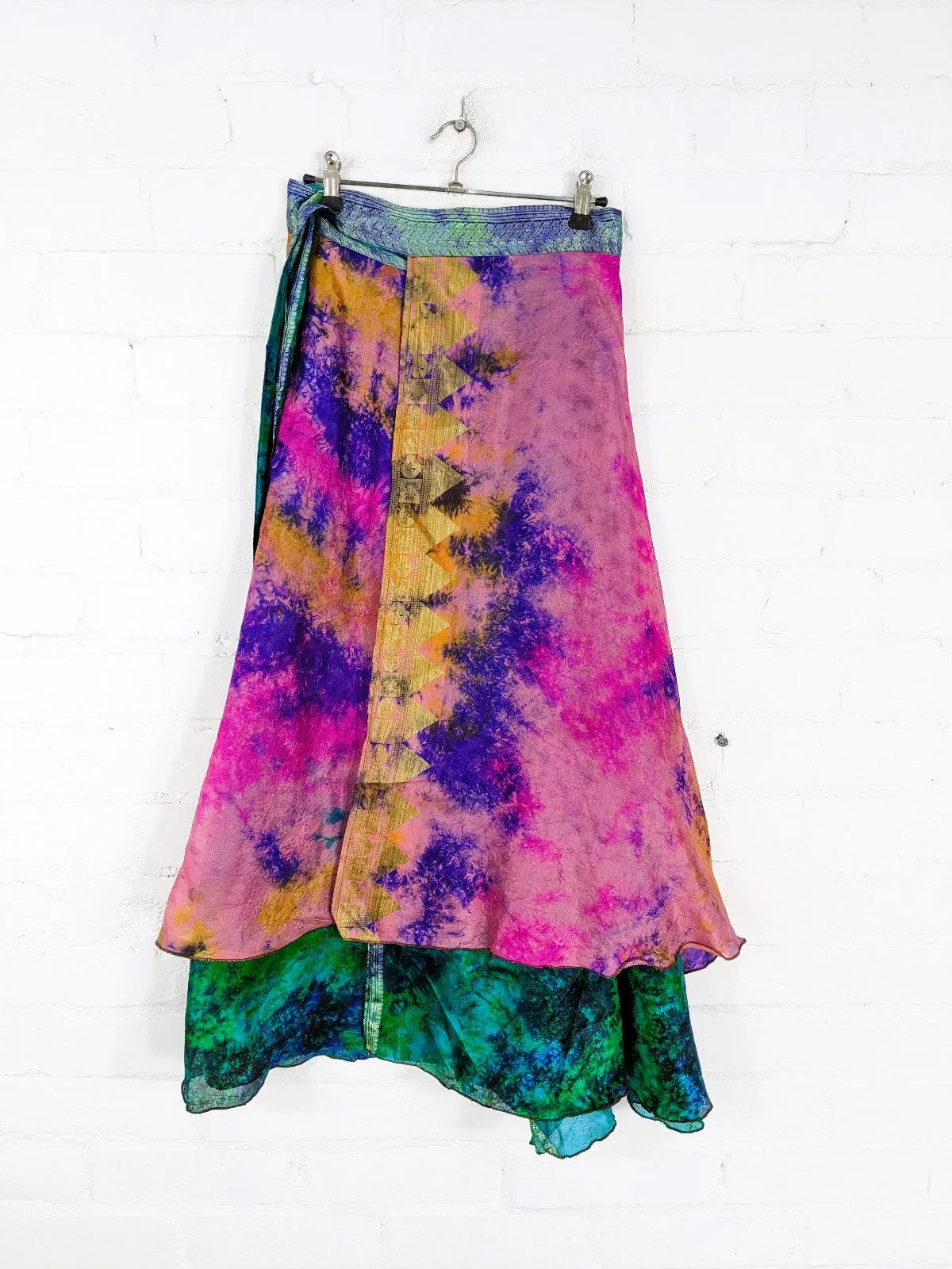 Recycled Sari Silk Long Wrap Skirt