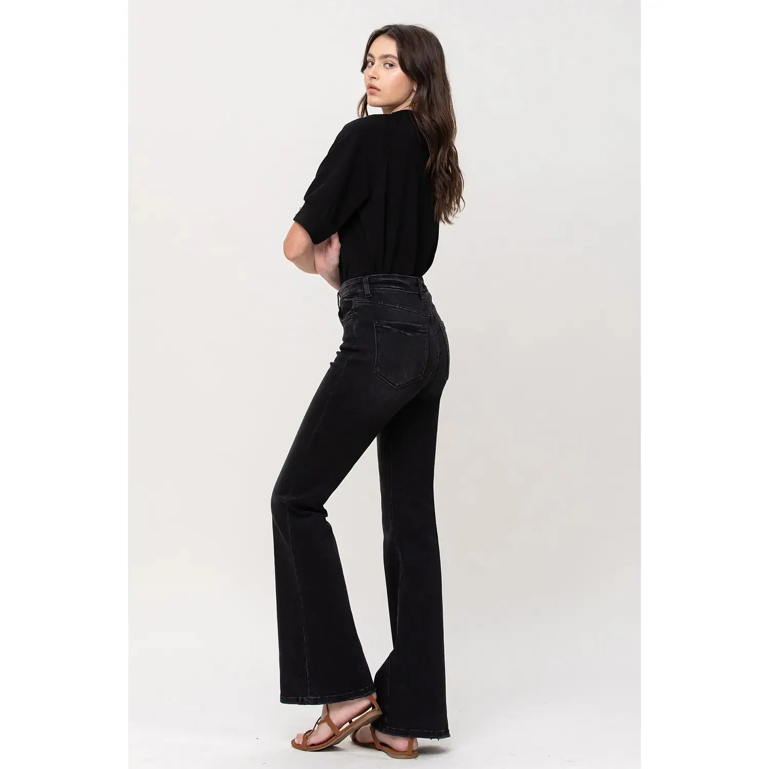 Relaxed Mid Rise Flare Jeans - Black