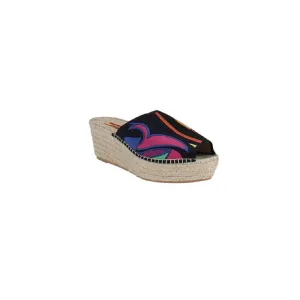 Respoke Women's SALMA Wedge Espadrilles Slide Sandals Black 38/8