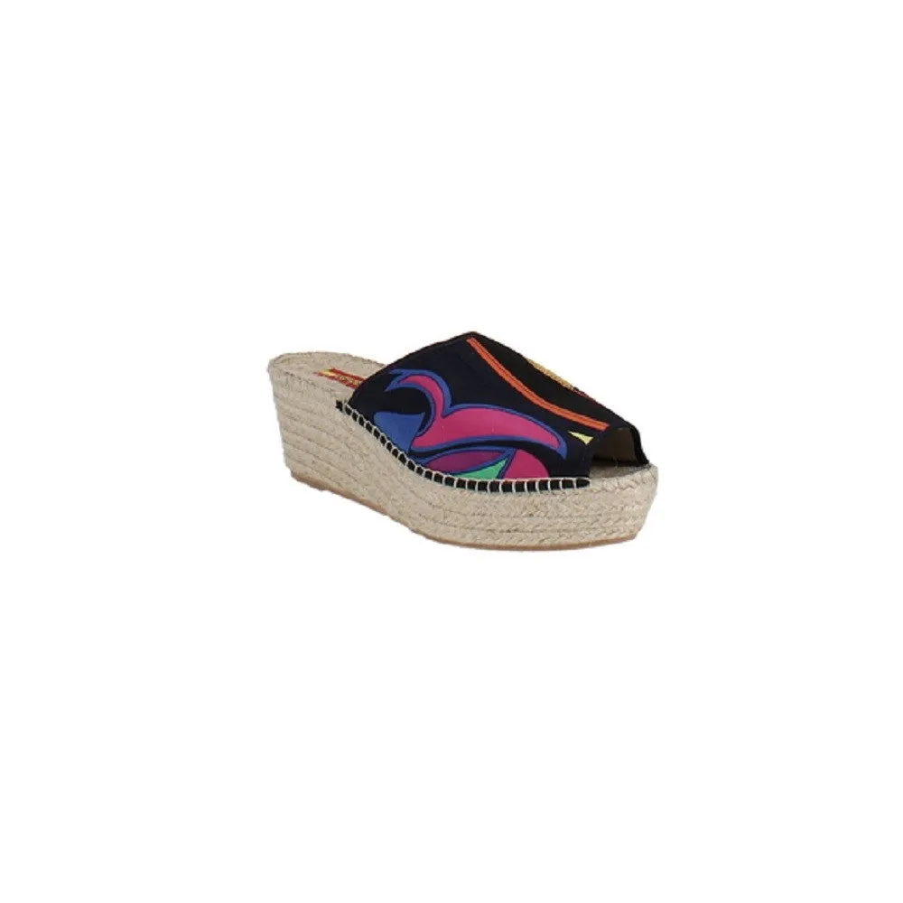 Respoke Women's SALMA Wedge Espadrilles Slide Sandals Black 38/8