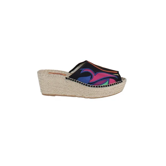 Respoke Women's SALMA Wedge Espadrilles Slide Sandals Black 38/8