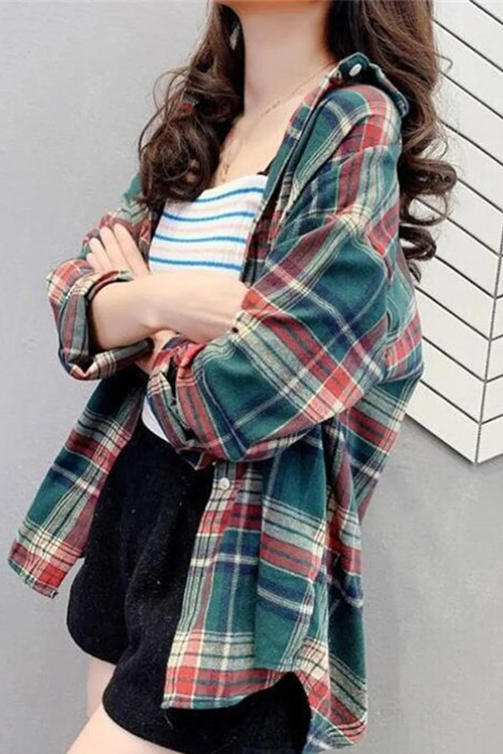 Retro Colors Casual Plaid Shirt