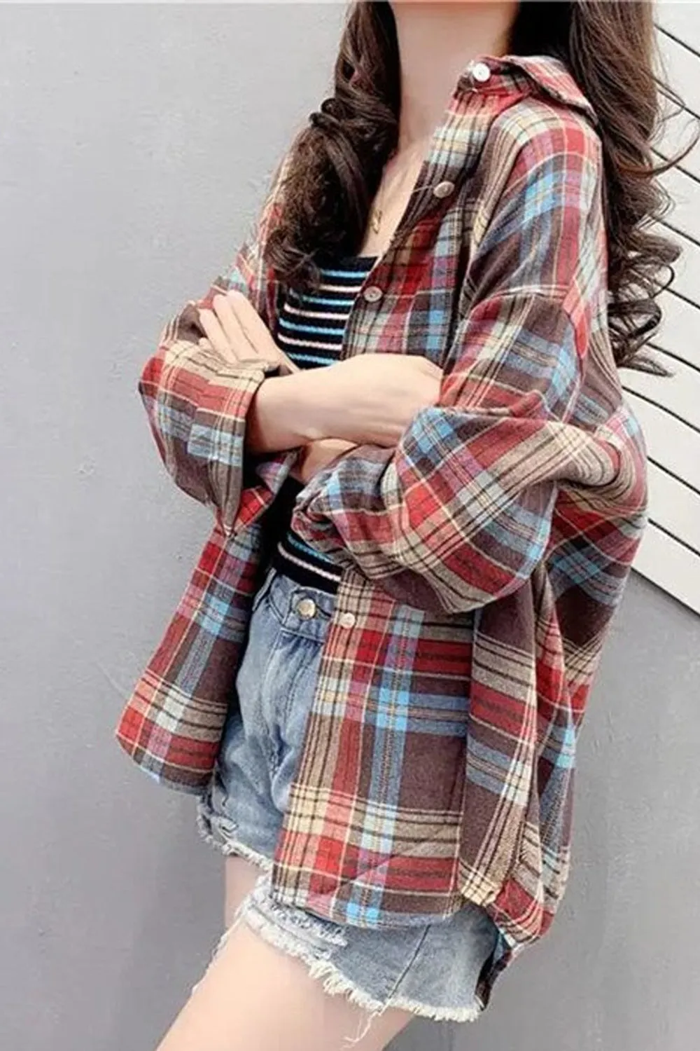 Retro Colors Casual Plaid Shirt