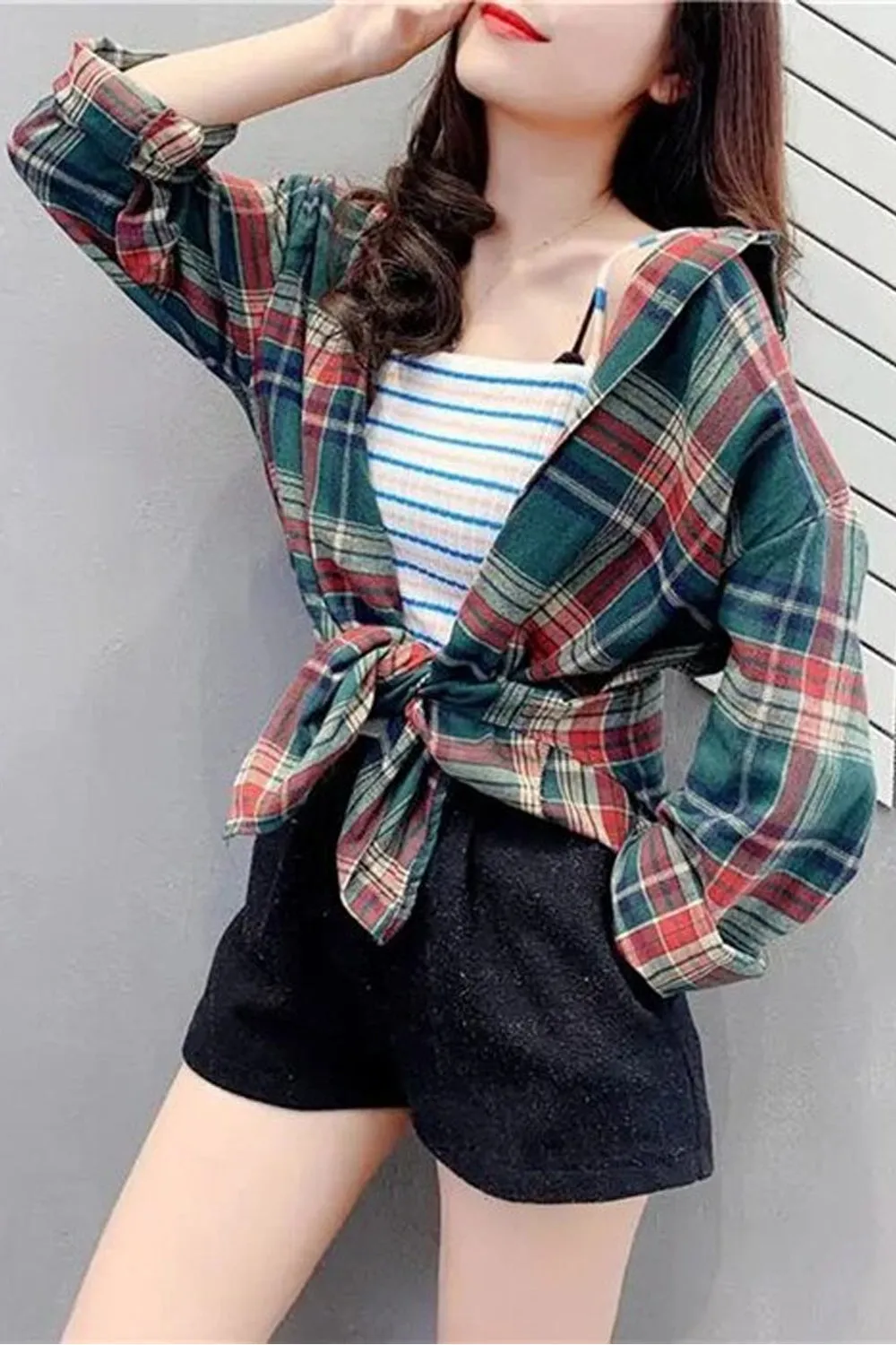 Retro Colors Casual Plaid Shirt