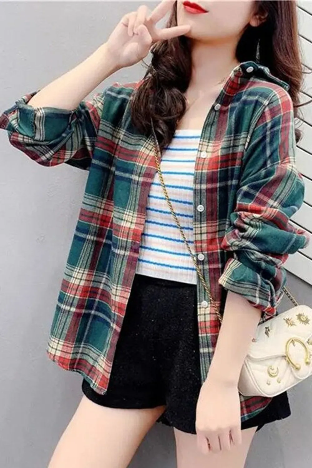 Retro Colors Casual Plaid Shirt