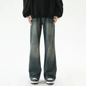 Retro Distressed Flared Loose Jeans