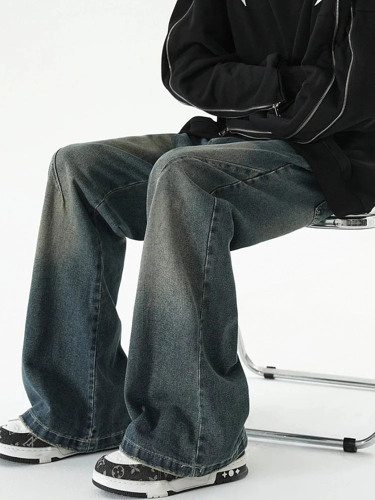 Retro Distressed Flared Loose Jeans