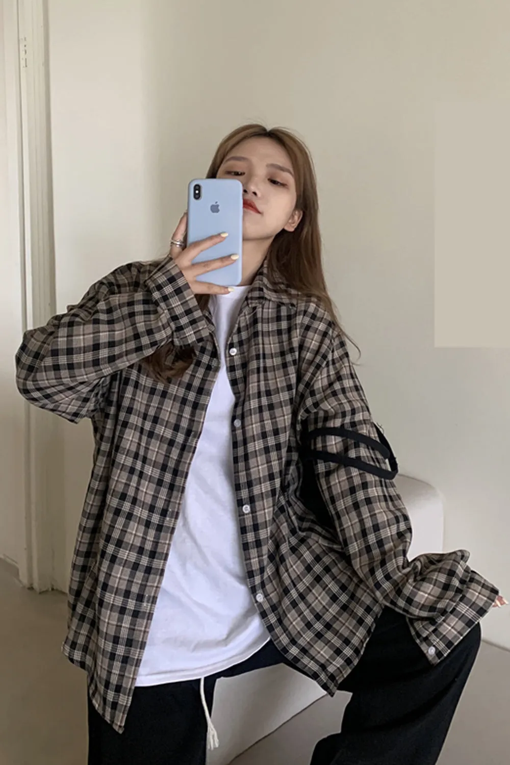 Retro Plaid Colors Casual Blouse Shirt