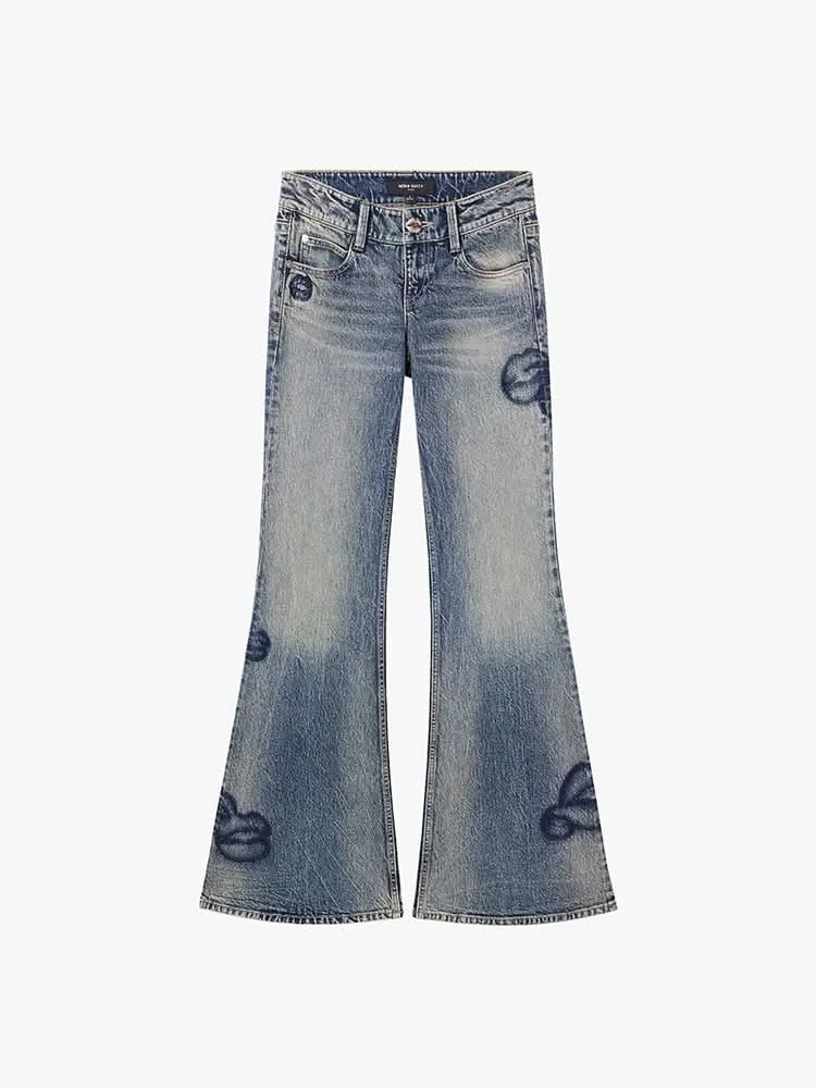 Rhinestone Flared Jeans