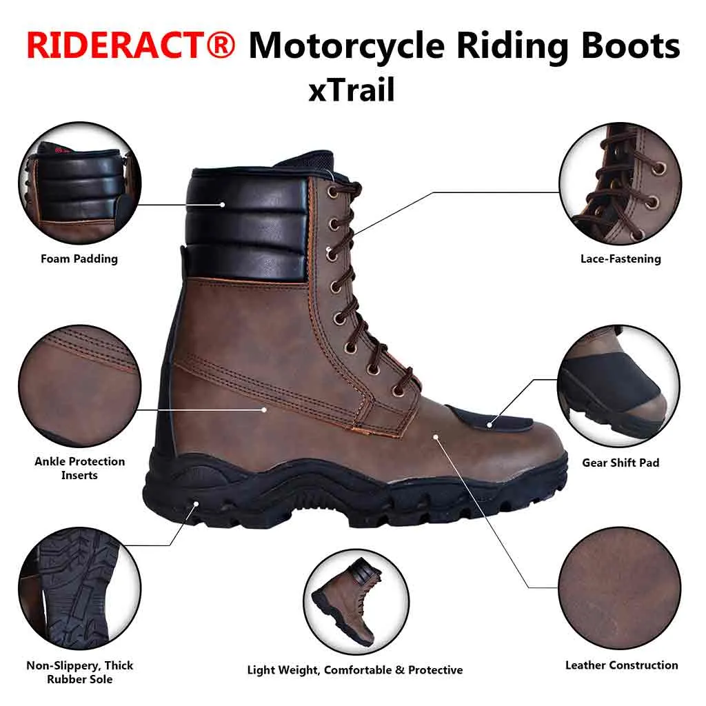 RIDERACT® Men’s Motorcycle Riding Boots xTrail Brown