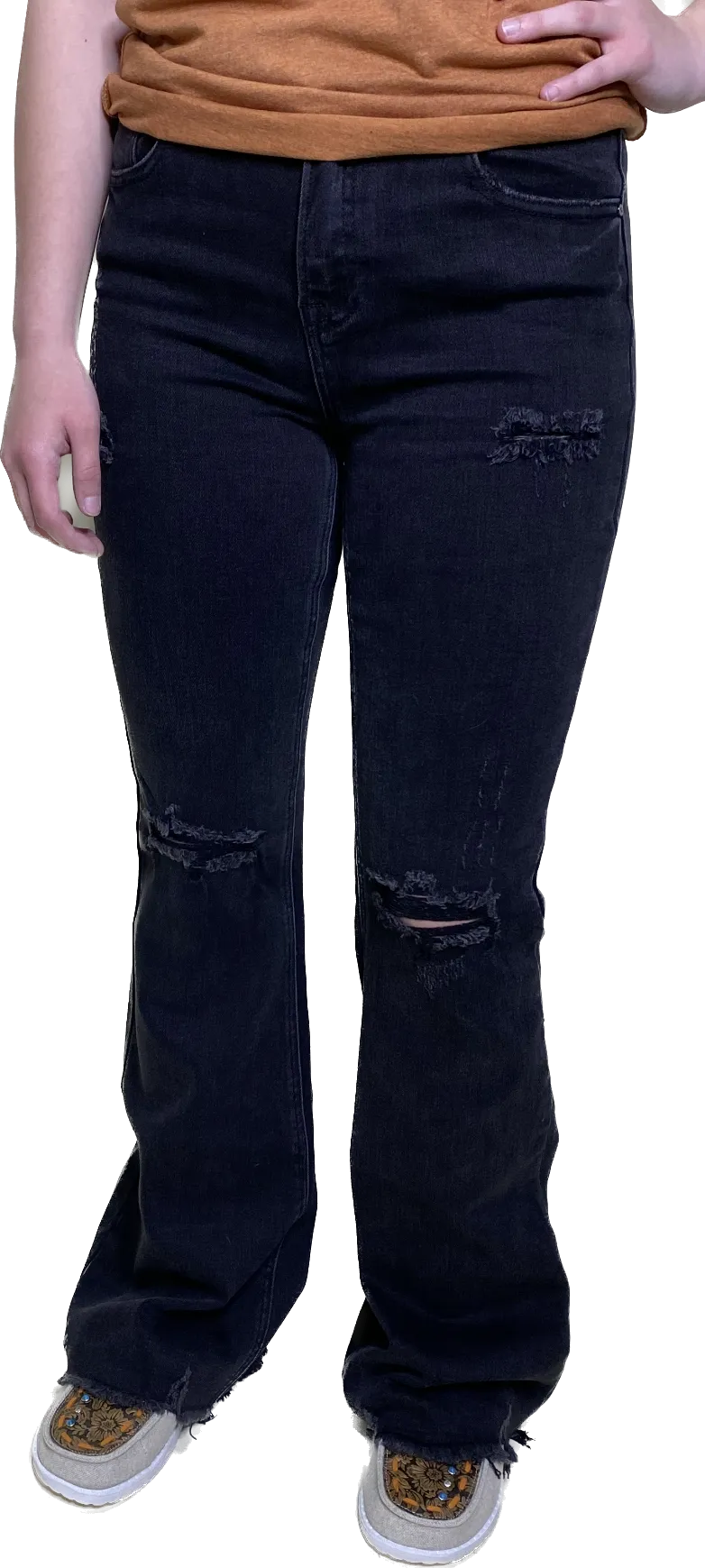 Risen Black High Rise Flare Jeans