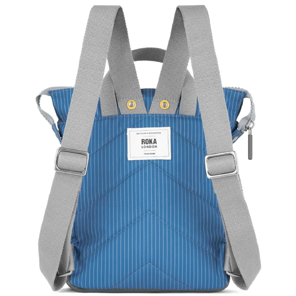 Roka Bantry B Recycled Canvas (Small) Pinstripe Denim Medium Wash Bag