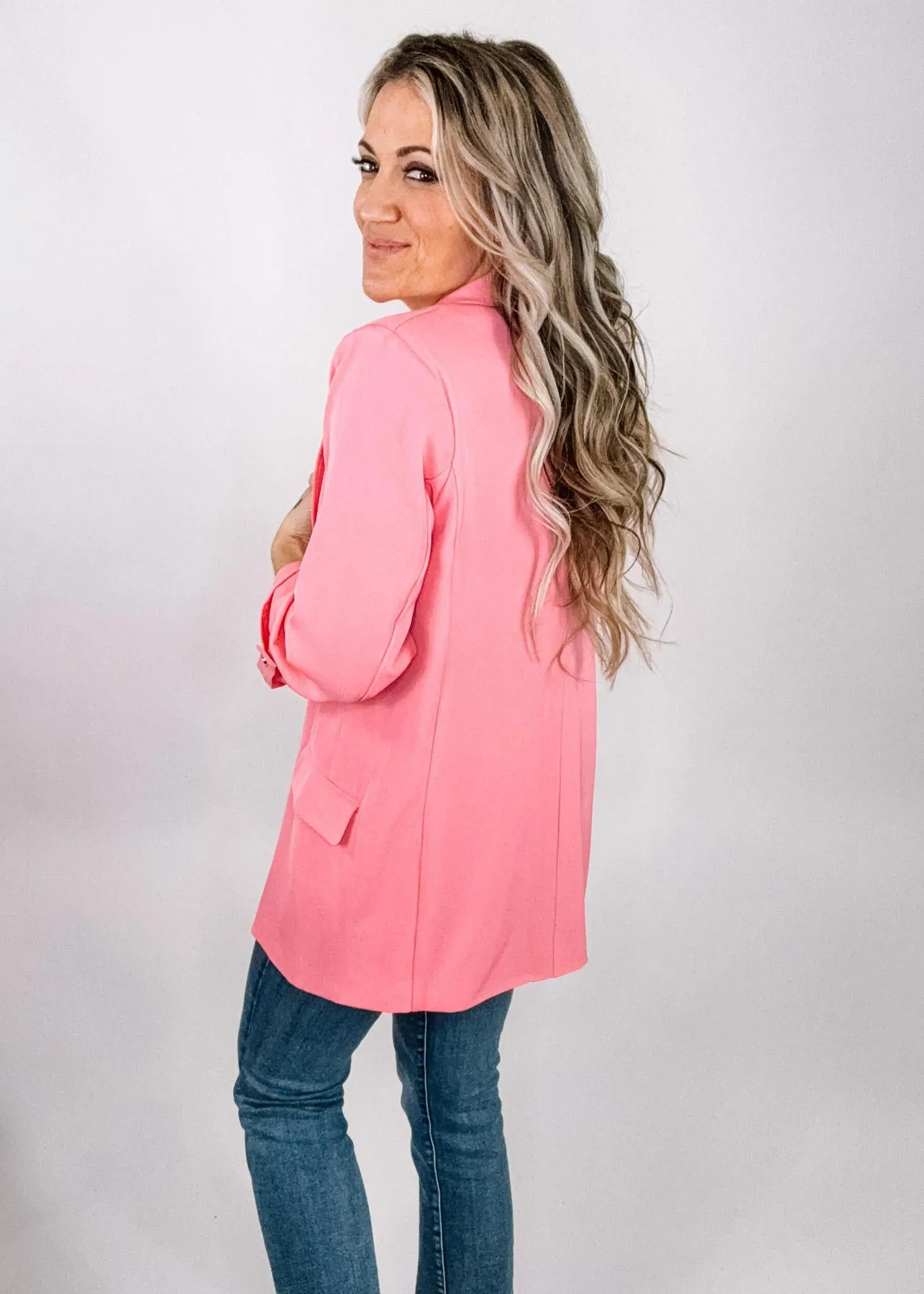Roll Up Three Quarter Sleeve Blazer