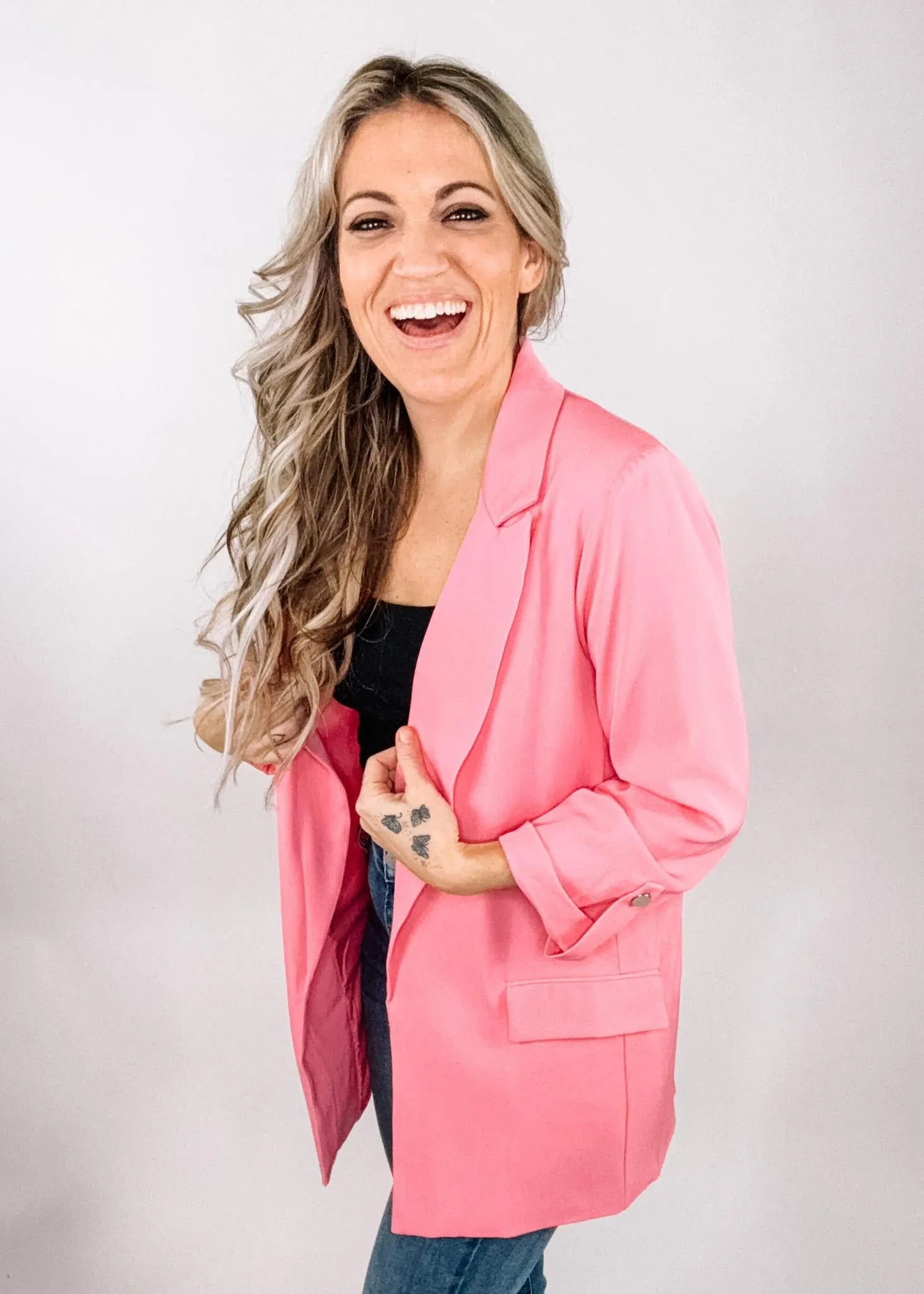 Roll Up Three Quarter Sleeve Blazer