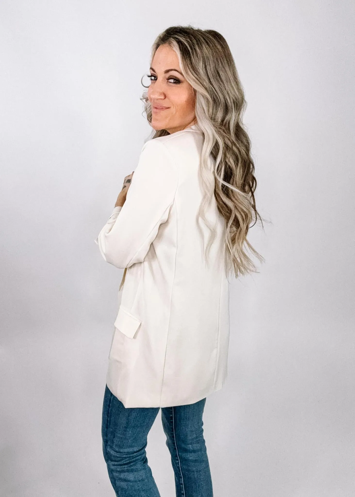 Roll Up Three Quarter Sleeve Blazer