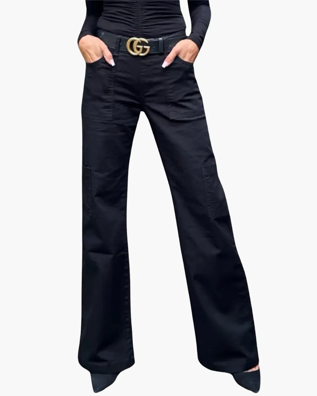 ROSE CARGO IN BLACK DENIM