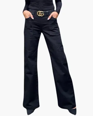ROSE CARGO IN BLACK DENIM