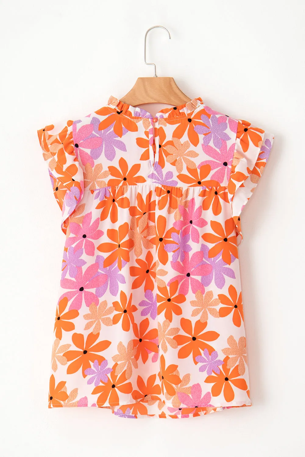 Ruffled Sleeve Smocked Floral Top