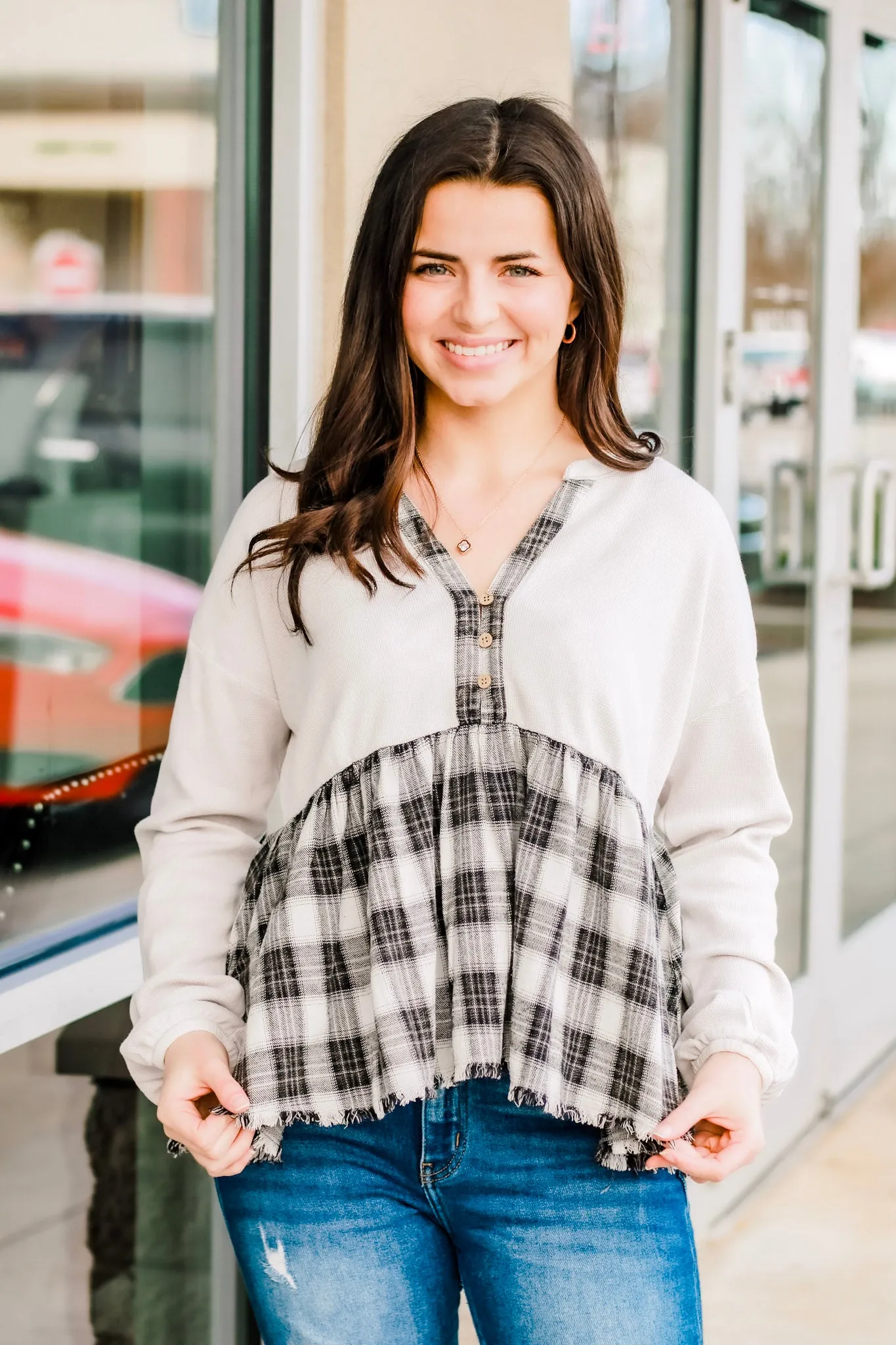 Running on Fun Plaid Top